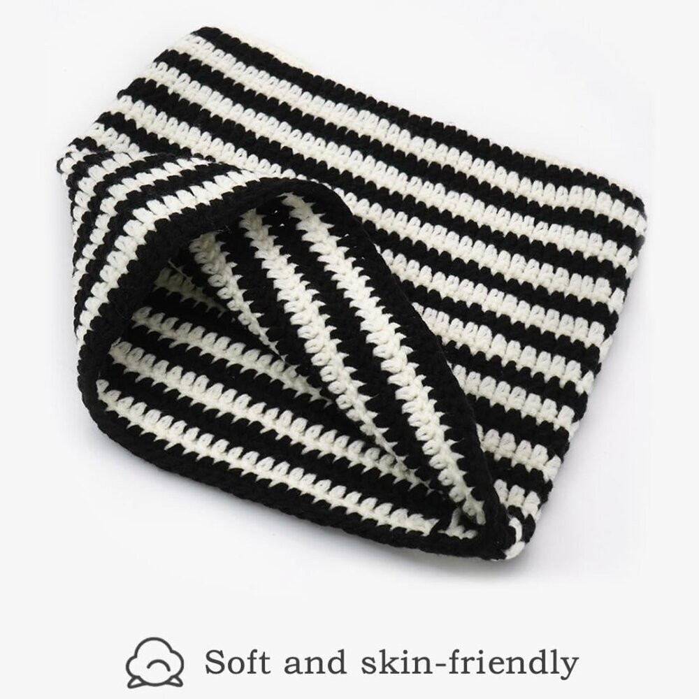 Crochet Cat Ear Beanie Womens Winter Knit Slouchy Hat Gift - Picture 4 of 7